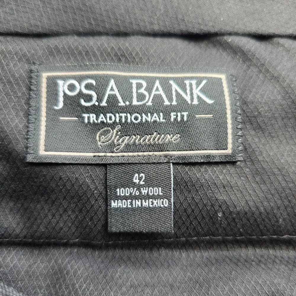 Jos A Bank Signature Suit 100% Wool Men Size 42 Traditional Fit Gray Pants 42x28